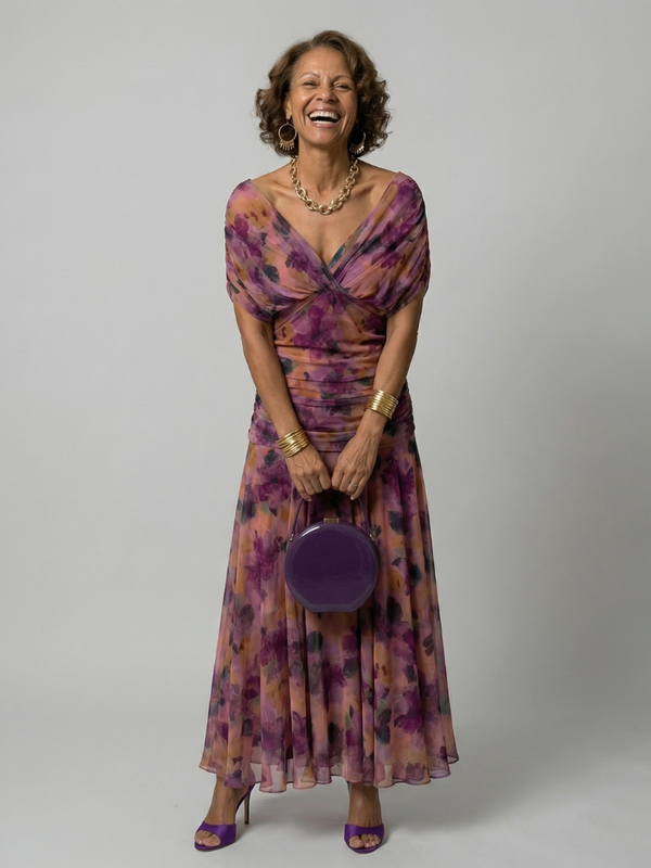 Vestido Midi Off-Shoulder Drapeado