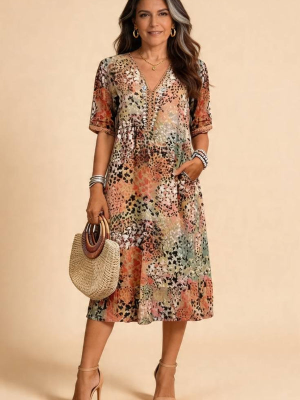 Vestido Fluido Midi Estampado Floral