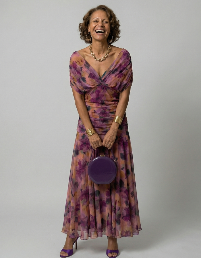 Vestido Midi Off-Shoulder Drapeado