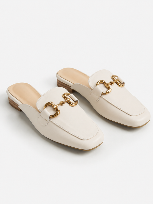 Mules Loafer Pele Genuína Fivela